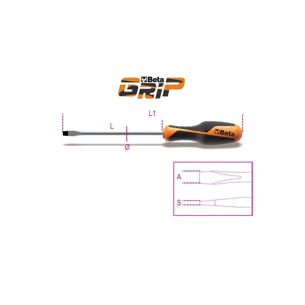 Beta Tools (Article# 1260 5.5X125) 5.5mm Slotted Screwdriver, OAL 125mm - BT 12600040 Beta Tools