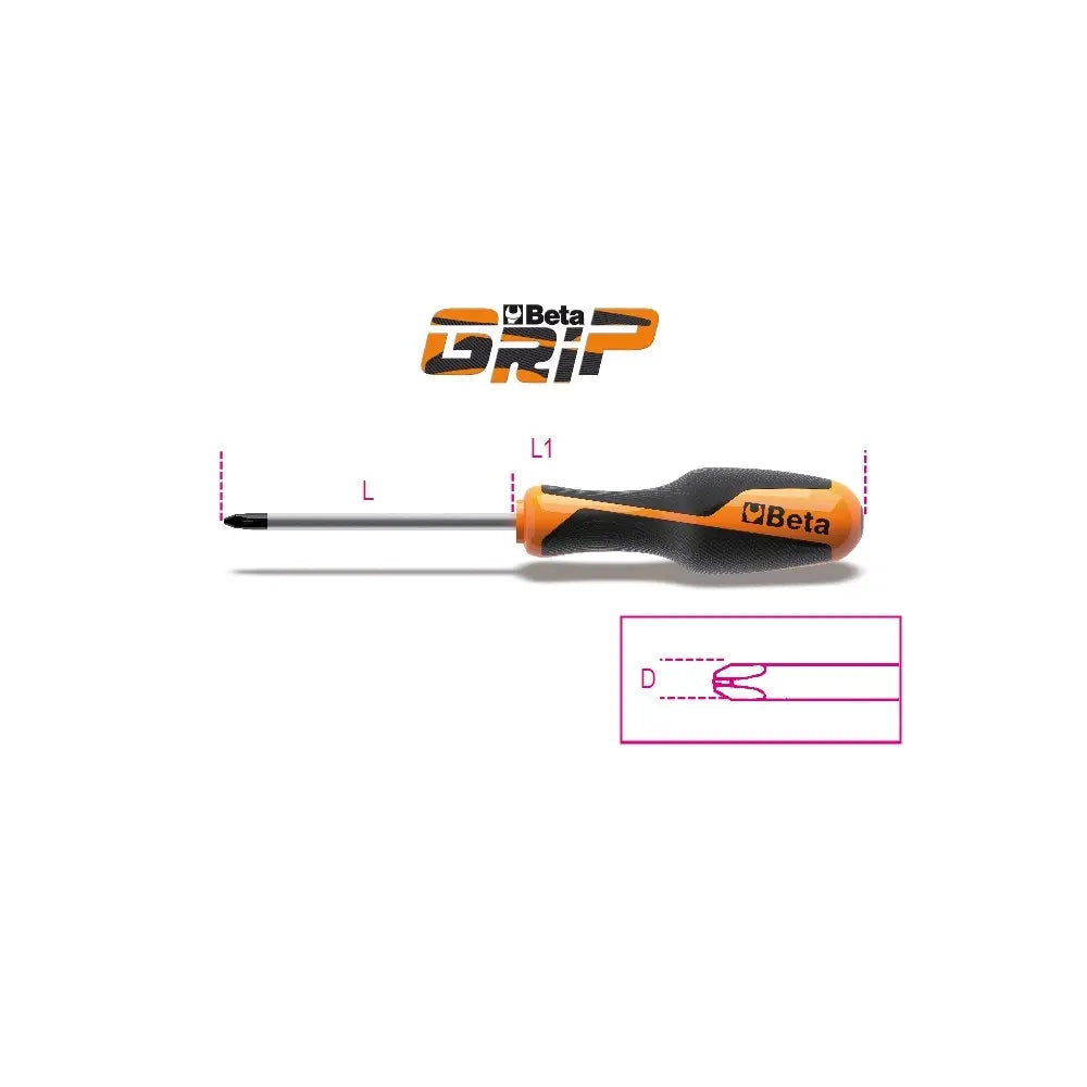 Beta Tools (Article# 1262 10X200) No. 4 Phillips Head Screwdriver, OAL 200mm - BT 12620027 Beta Tools