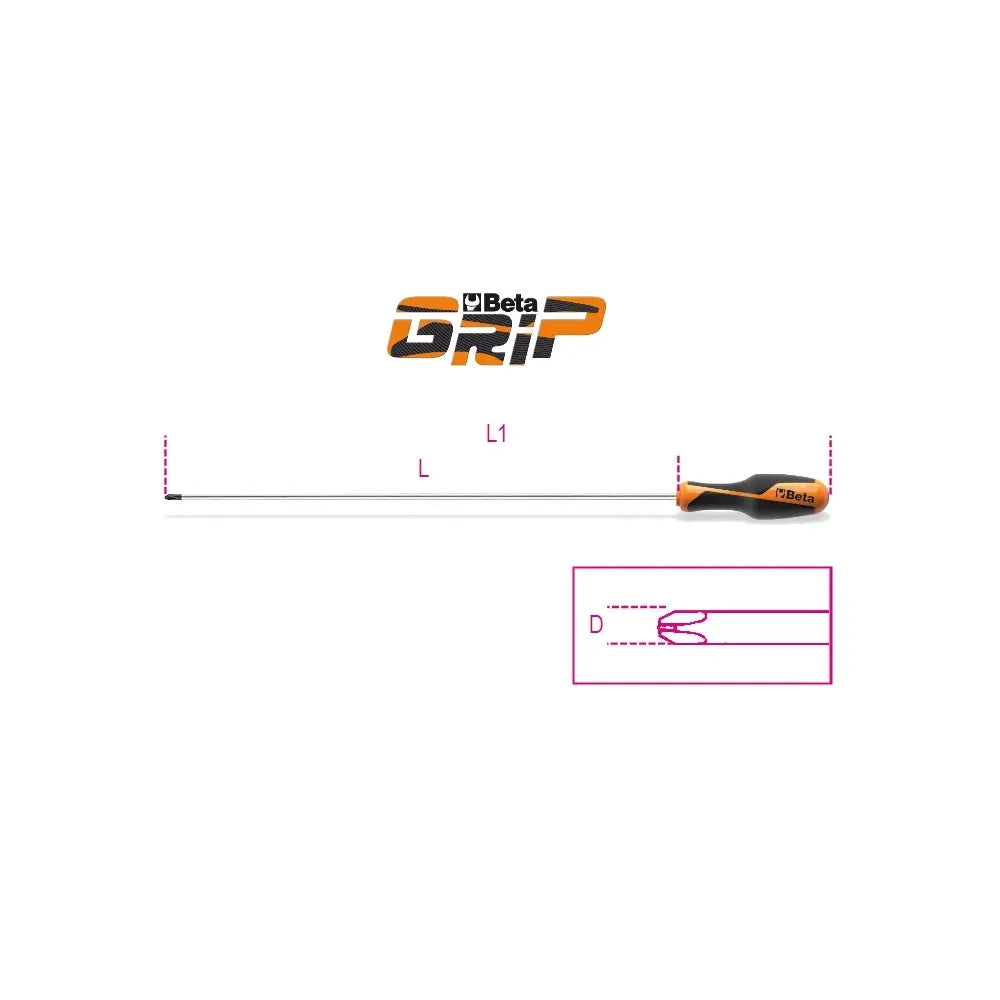 Beta Tools (Article# 1262L 4.5X400) No. 1 Phillips Head Screwdriver, OAL 400mm, Long Series - BT 12620206 Beta Tools