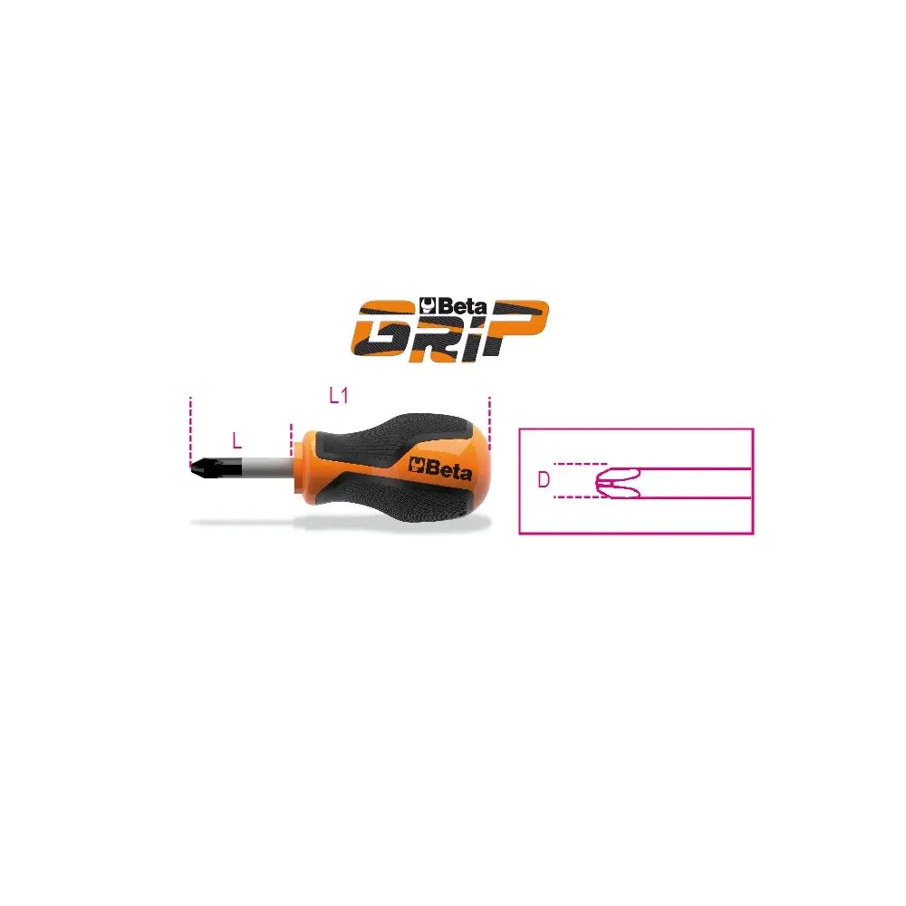 Beta Tools (Article# 1262N 6X30) No. 2 Phillips Head Screwdriver, OAL 30mm, Extra-Short Series - BT 12620106 Beta Tools