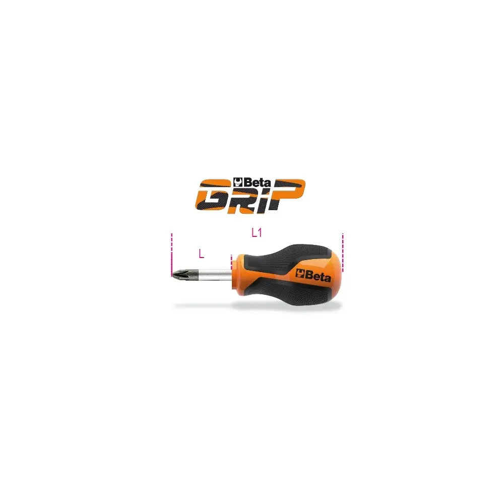Beta Tools (Article# 1269N/PZ 1) PZ1 Screwdriver for Cross Head Pozidriv-Supadriv Screws, Extra-Short - BT 12690011 Beta Tools