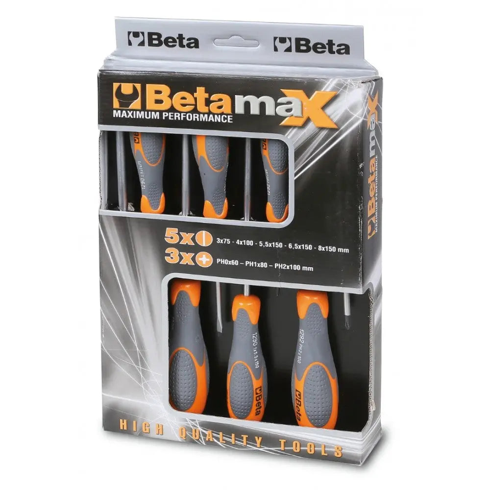 Beta Tools (Article# 1293/D8) Set of 8 Slotted and Phillips Head Screwdrivers - BT 12930403 Beta Tools