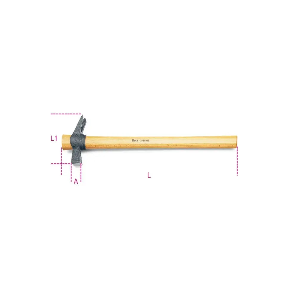 Beta Tools (Article# 1376X 250) Claw Hammer with Square Peins, Magnets, Nail Holders and Wooden Handle - BT 13760125 Beta Tools