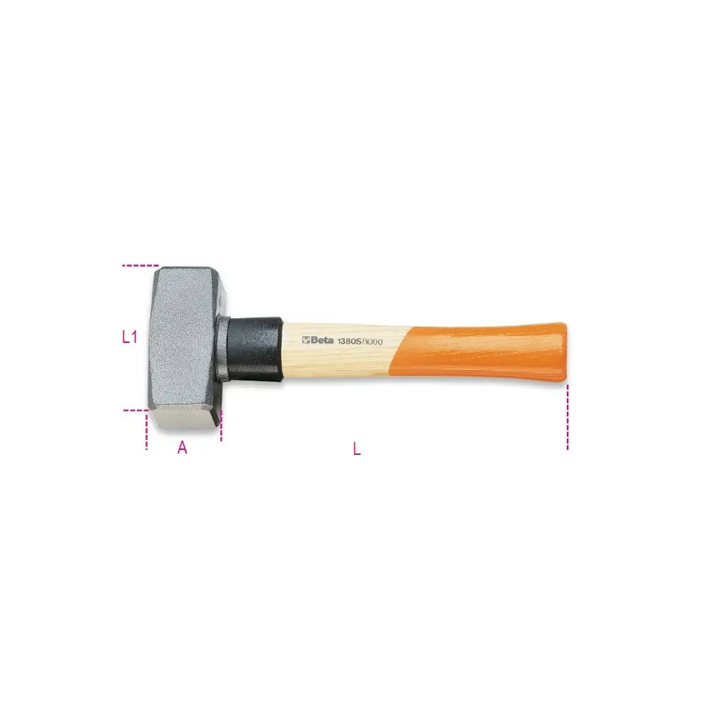 Beta Tools (Article# 1380S 1500) 53 oz Mason Club Drilling Hammer with Security Collar and Wooden Handle - BT 13800415 Beta Tools