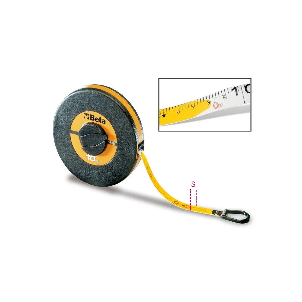 Beta Tools (Article# 1694L20) 20M Measuring Tape Shock-Resistant ABS Casings, PVC-Coated Fiberglass, Precision Class: III - BT 16940120 Beta Tools