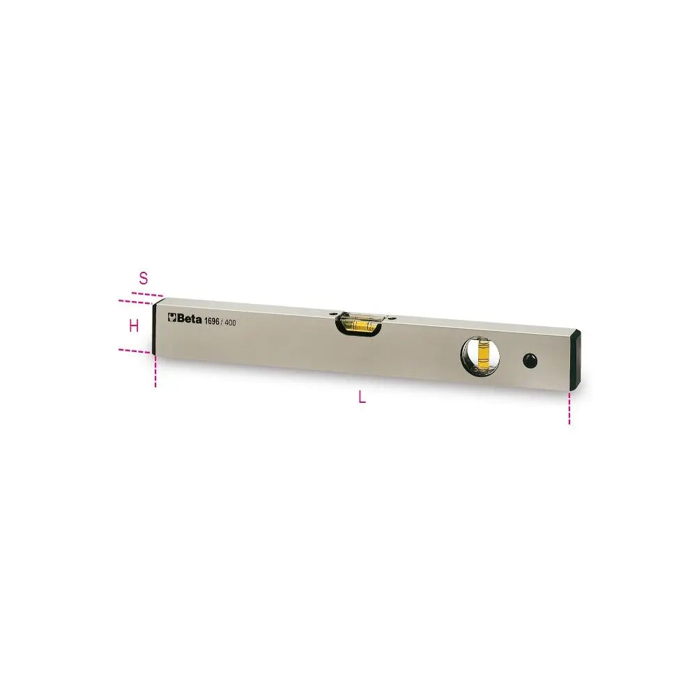Beta Tools (Article# 1696 800) Spirit Level, Anodized Profile Aluminum with 2 Unbreakable Vials, OAL 800mm - BT 16960008 Beta Tools
