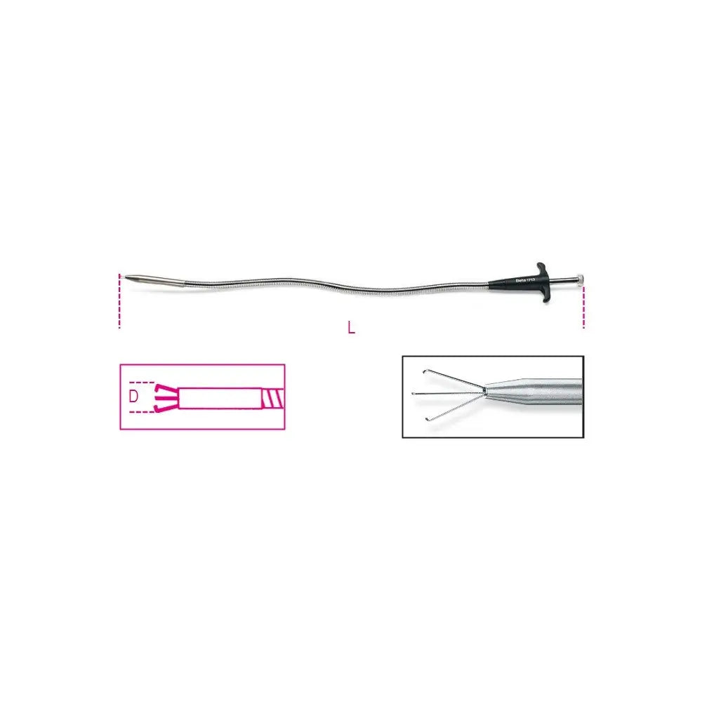 Beta Tools (Article# 1713M 500) Flexible Pick Up Tool, Chrome-Plated, Oal 500mm - BT 17130011 Beta Tools