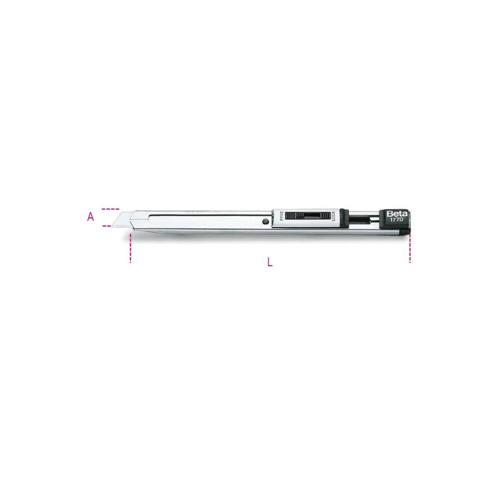 Beta Tools (Article# 1770) Extra Flat Utility Knife, 9mm Snap-Off Blade - BT 17700001 Beta Tools