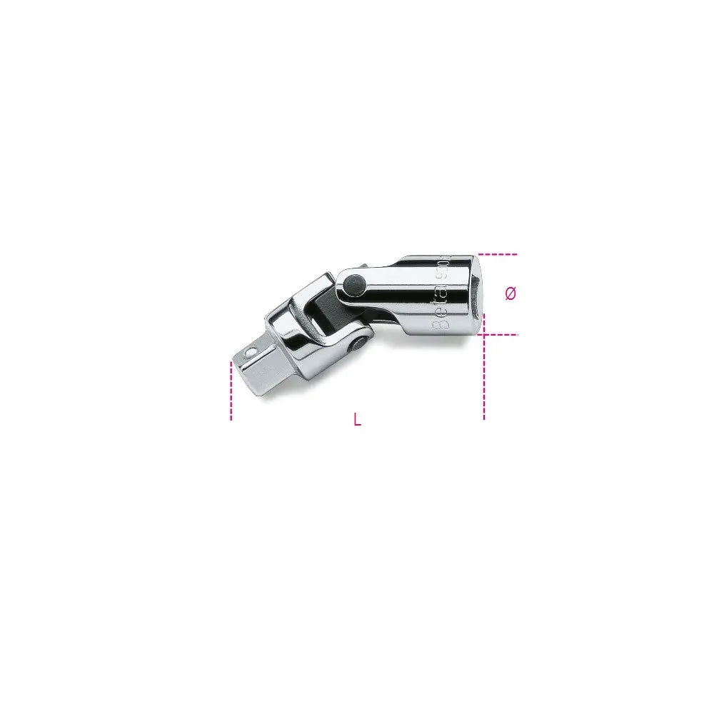 Beta Tools (Article# 900/25) Universal Joint, 1/4 in Male and 1/4 in Female Drive, Chrome-Plated - BT 9000830 Beta Tools