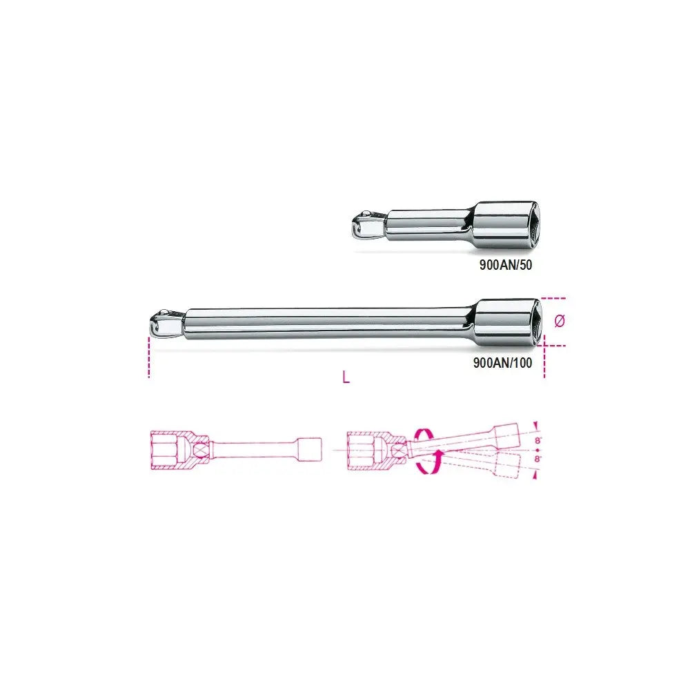 Beta Tools (Article# 900AN/100) 1/4 in Drive Wobble Extension Bar, 100mm - BT 9000826 Beta Tools