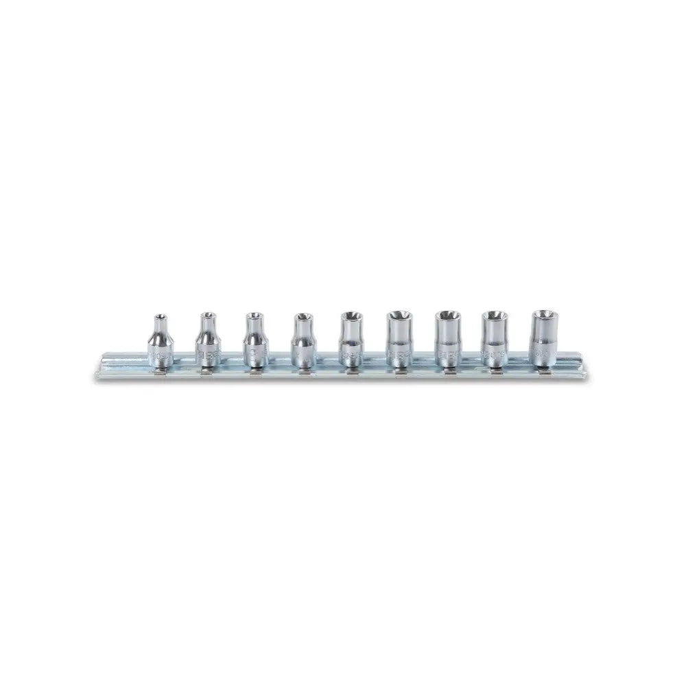 Beta Tools (Article# 900FTX/SB9) Set of 9 1/4 in Drive Torx Hand Socket, Chrome-Plated, E4-E14 - BT 9000419 Beta Tools