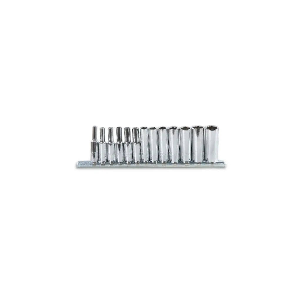 Beta Tools (Article# 900L/SB13) Set of 13 Hexagon Hand Socket, Long Series, 1/4 in Female Drive, Chrome-Plated, 4mm-14mm - BT 9000203 Beta Tools