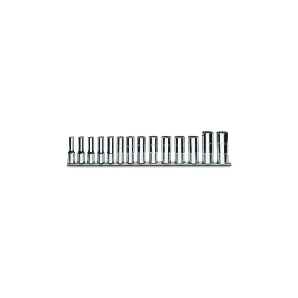 Beta Tools (Article# 910AL/SB14) Set of 14 Hexagon Hand Sockets, Long Series, 6 Point 3/8 in Drive - BT 9100174 Beta Tools