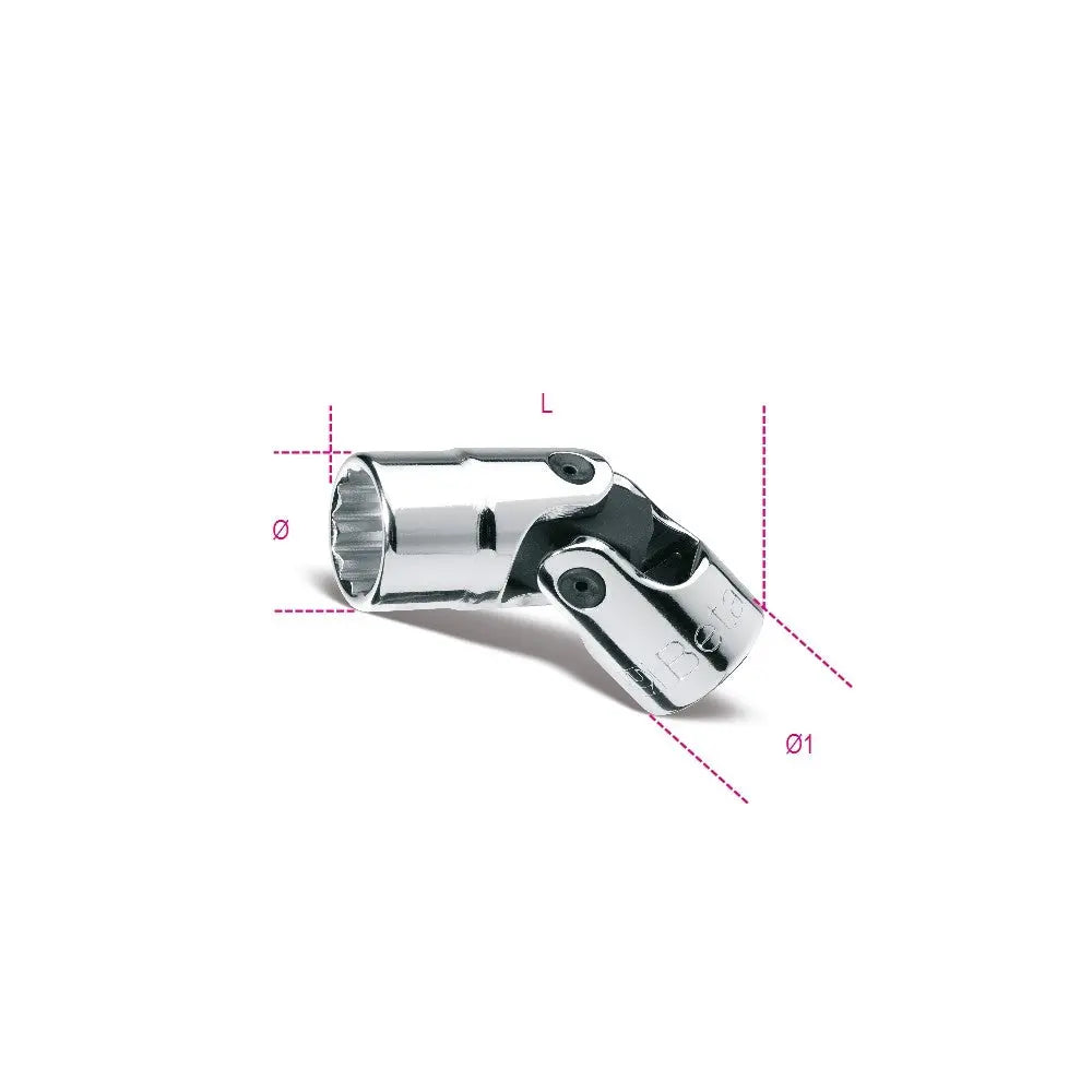 Beta Tools (Article# 910B/SN 13) 13mm, Swivel End Bi-Hexagon Hand Socket, 12 Point 3/8 in Drive, Chrome-Plated - BT 9100233 Beta Tools
