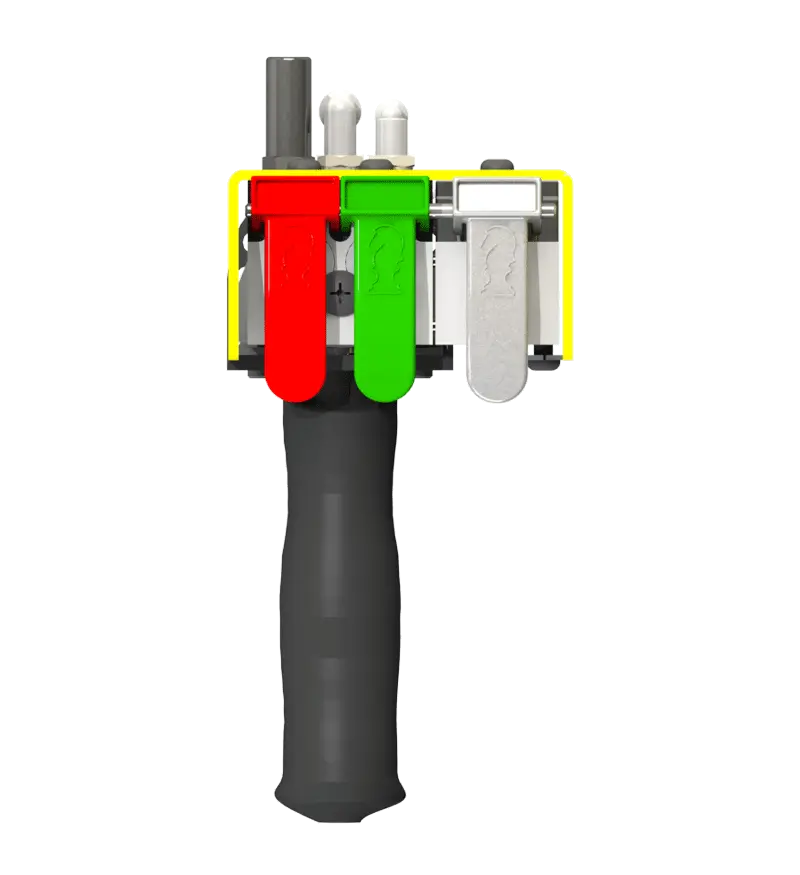 Knight Global Pneumatic-Electric Control Handle with Electric Trigger, (3) Thumb Levers, (1) 4-Pin Micro Limit Switch, 2-Way Valves - KG EPETA9350 Knight Global