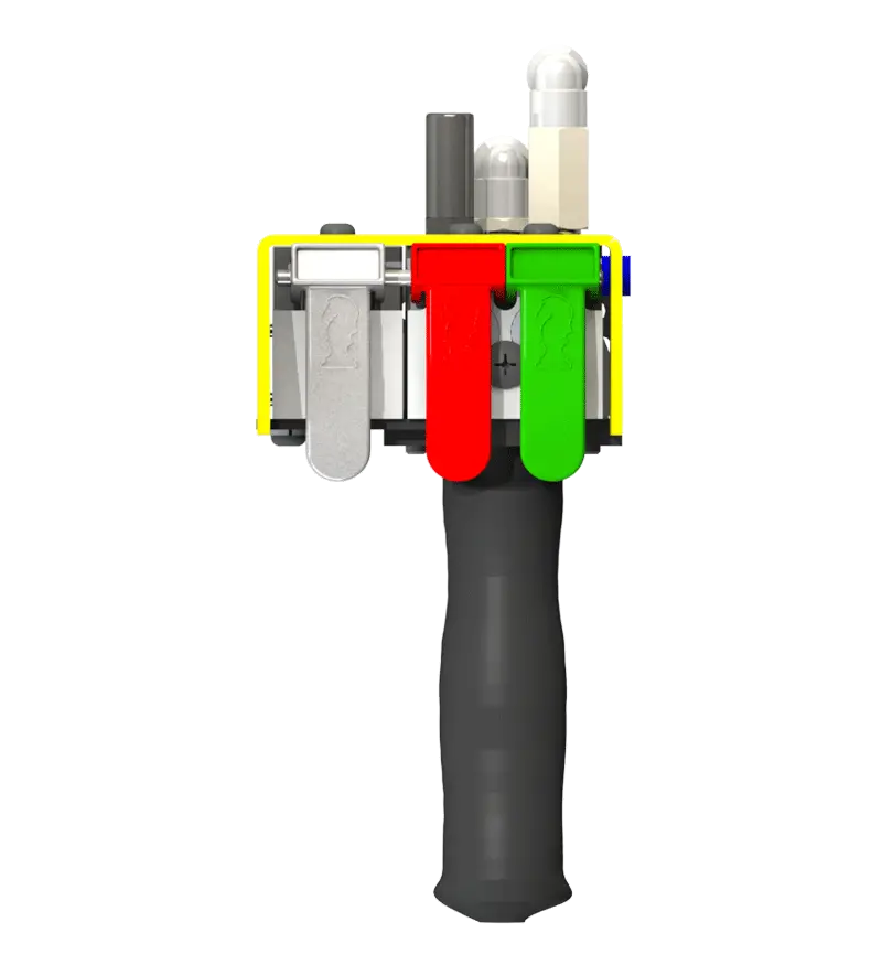 Knight Global Pneumatic-Electric Control Handle with Electric Trigger, (3) Thumb Levers, (1) 4-Pin Micro Limit Switch, Color-Coded Thumb Levers - KG EPETA9530 Knight Global
