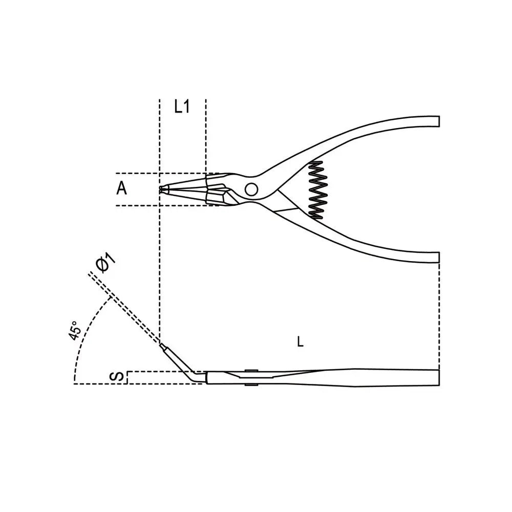 Beta Tools (Article# 1037 175) 45 deg External Circlip Plier, 175mm - BT 10370017 Beta Tools