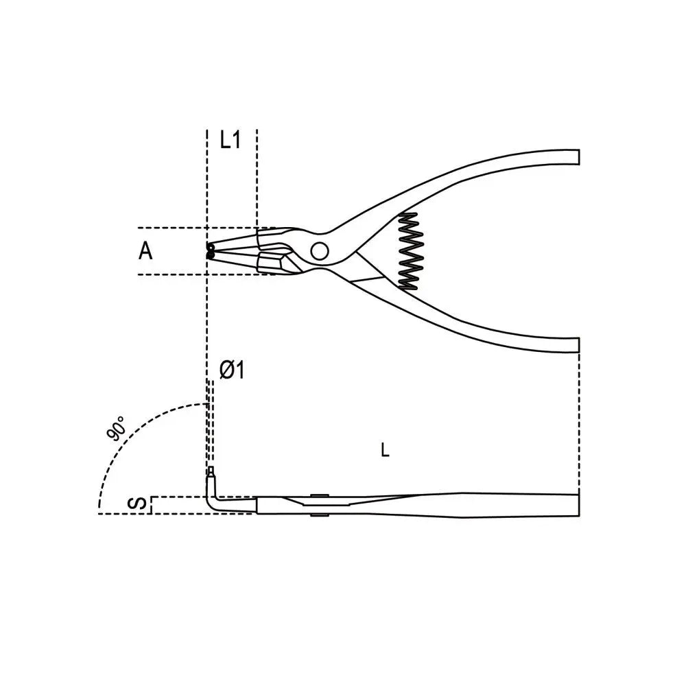 Beta Tools (Article# 1038 135X13) 90 deg External Circlip Plier, 135 x 1.3mm - BT 10380014 Beta Tools