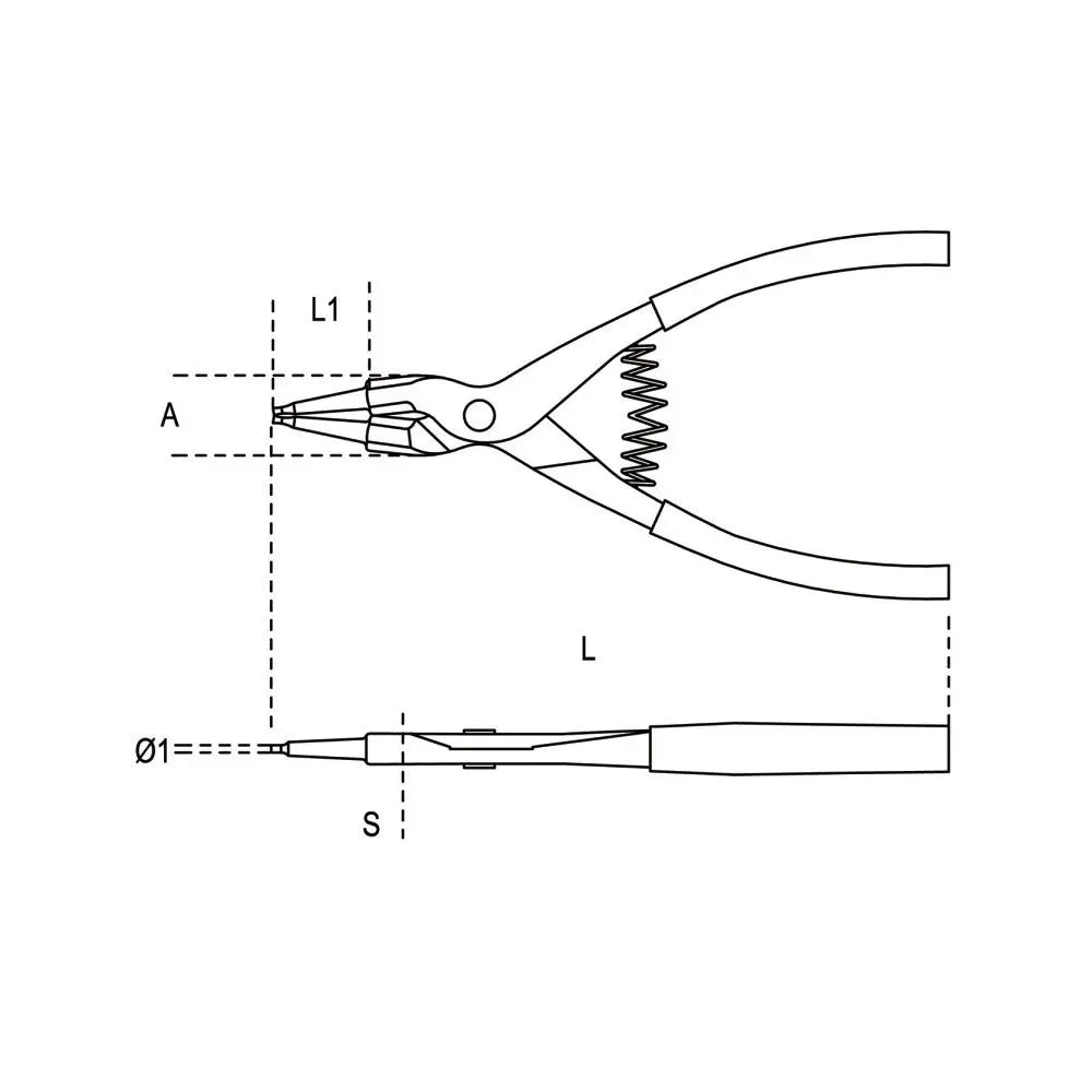 Beta Tools (Article# 1036 140X13) Straight External Circlip Plier, 140 x 1.3mm - BT 10360014 Beta Tools