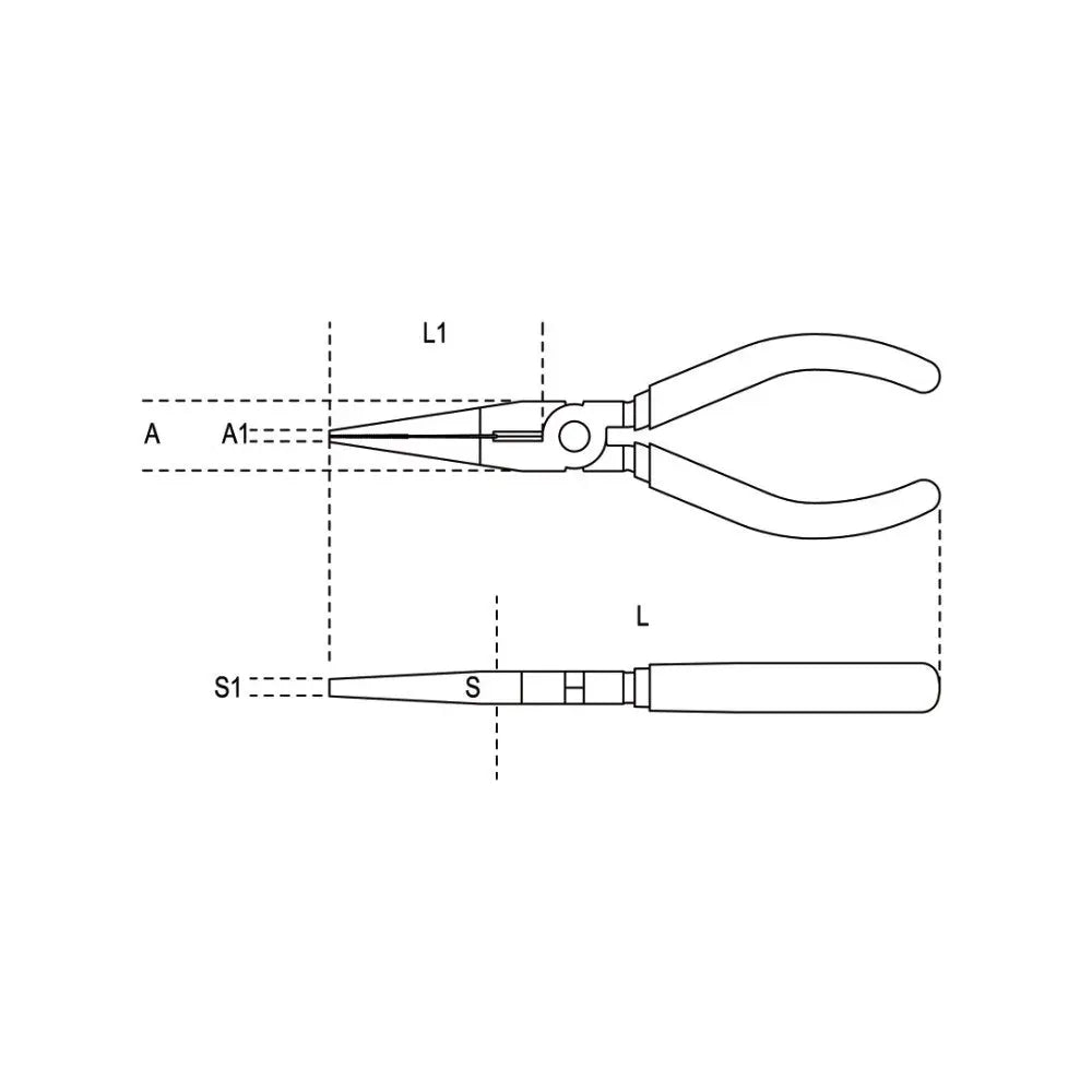 Beta Tools (Article# 1162G 160) Extra-Long Flat Knurled Nose Plier, OAL 160mm - BT 11620066 Beta Tools