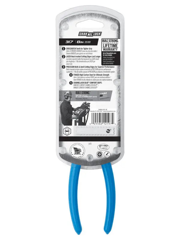 Channellock Long Nose Plier with Side Cutter, 8 in - CL 317 Channellock
