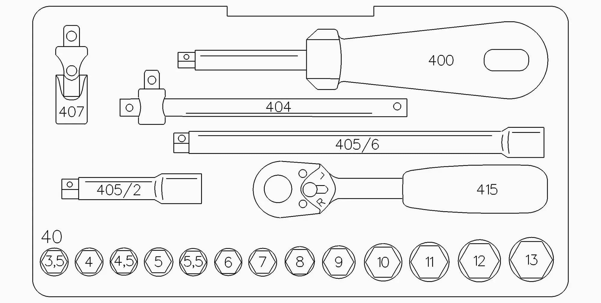 Stahlwille Set of 19 1/4 in Drive Socket - ST 96011124 Stahlwille