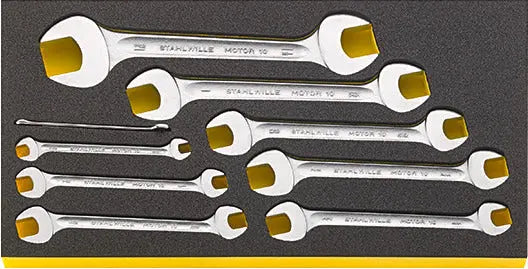 Stahlwille Set of 9 TCS Double Open Ended Spanner Wrench, 1/4 x 5/16 - 1-1/8 x 1-5/16 in, Length 250mm - ST 96830124 Stahlwille