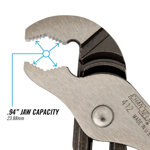 Channellock V-Jaw Tongue and Groove Plier, 6.5 in - CL 412 Channellock