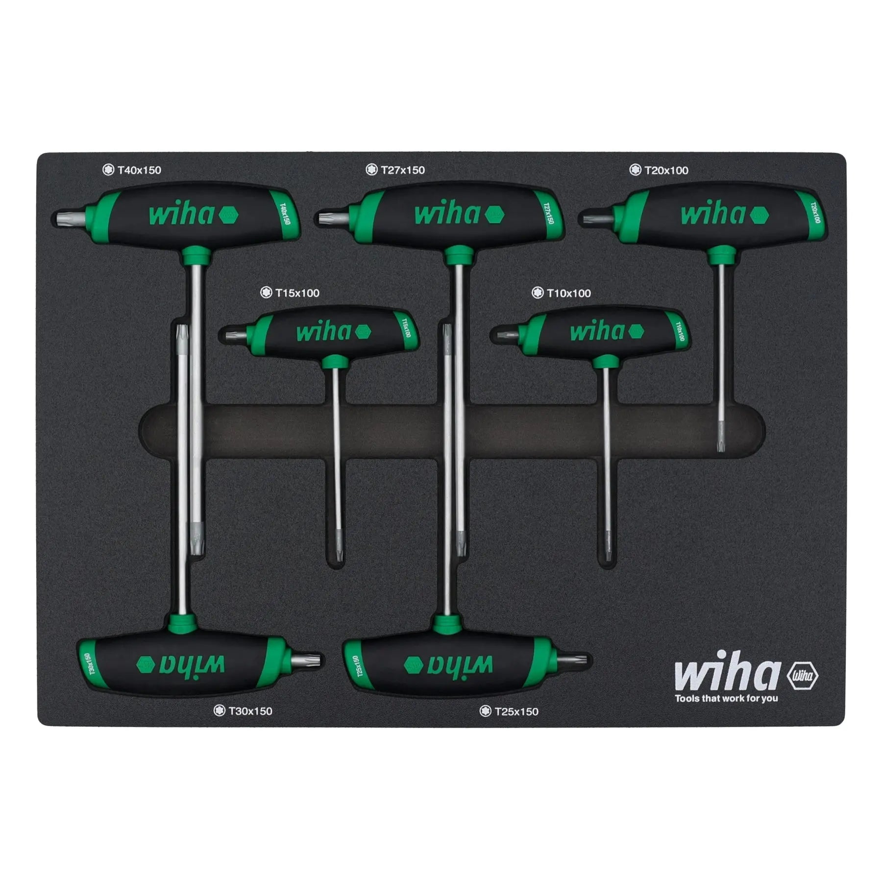 Wiha Set of 7 SoftGrip Dual Torx Drive T-Handles with Tray - WI 36489 Wiha