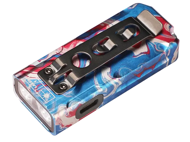 Fenix E06R Holiday Exclusive Doodle Red/White/Blue Keychain Light with White, UV, and Red Laser Lights 