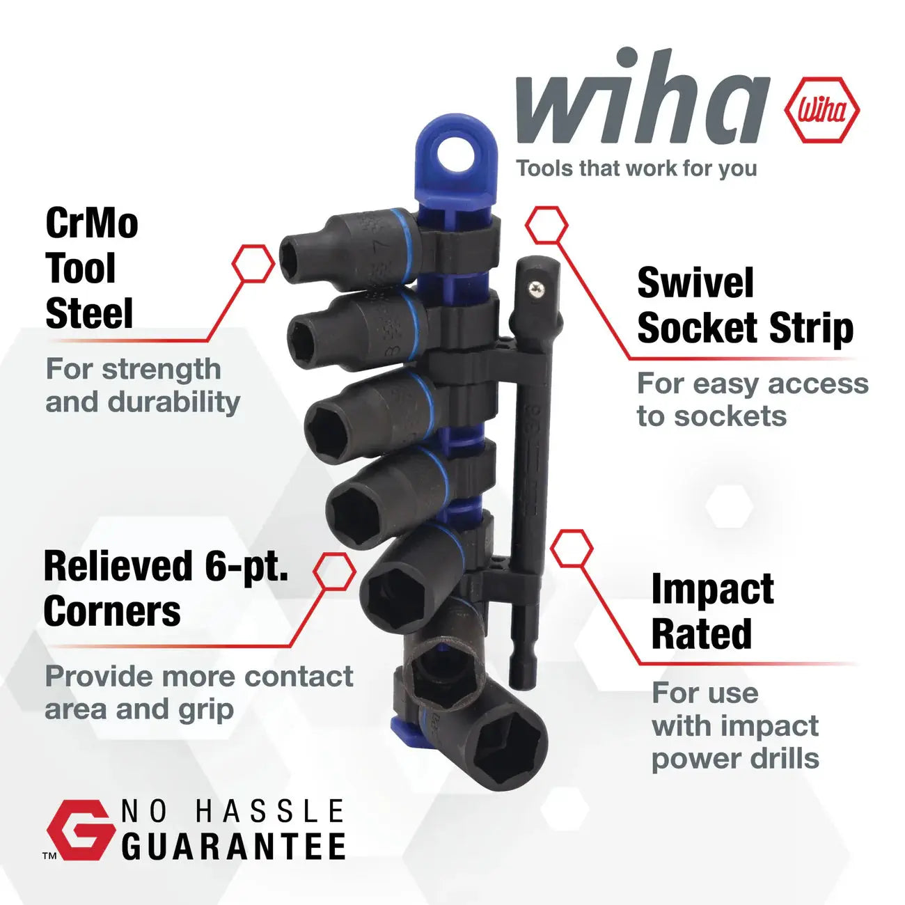 Wiha 72094 8 Piece 3/8" Drive Metric Impact Socket Set - WI 72094 Wiha