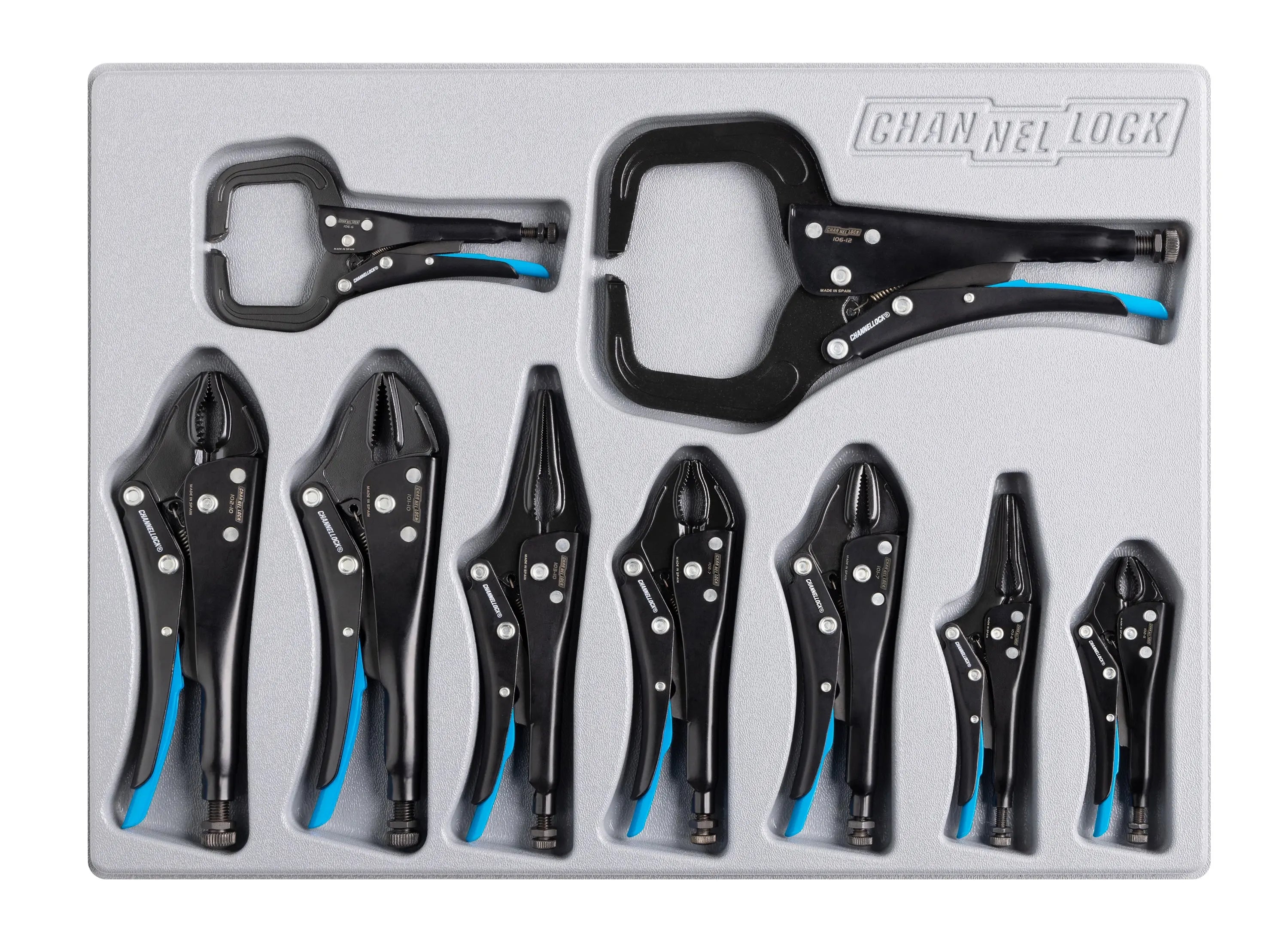 Channellock Set of 9 Locking Plier with Tray - CL PC-L1 Channellock
