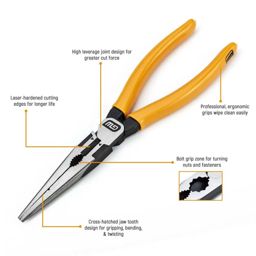 GEARWRENCH Pitbull Dipped Handle Long Nose Plier, 8 in - GW 82177-06 Pliers GEARWRENCH