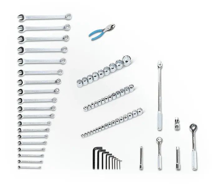 Wright Tool Set of 75 3/8 in, 1/2 in Drive Metric Apprentice and 19 in Tool Box with Tray - WT 199 Tool Set Wright Tool