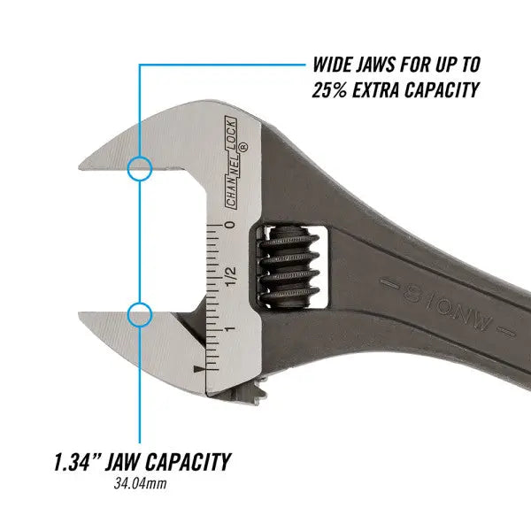 Channellock Black Phosphate Adjustable Wrench, 10 in - CL 810NW Adjustable Wrench Channellock