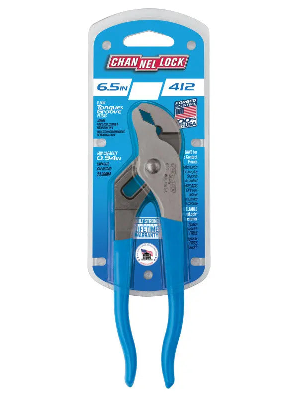 Channellock V-Jaw Tongue and Groove Plier, 6.5 in - CL 412 Channellock