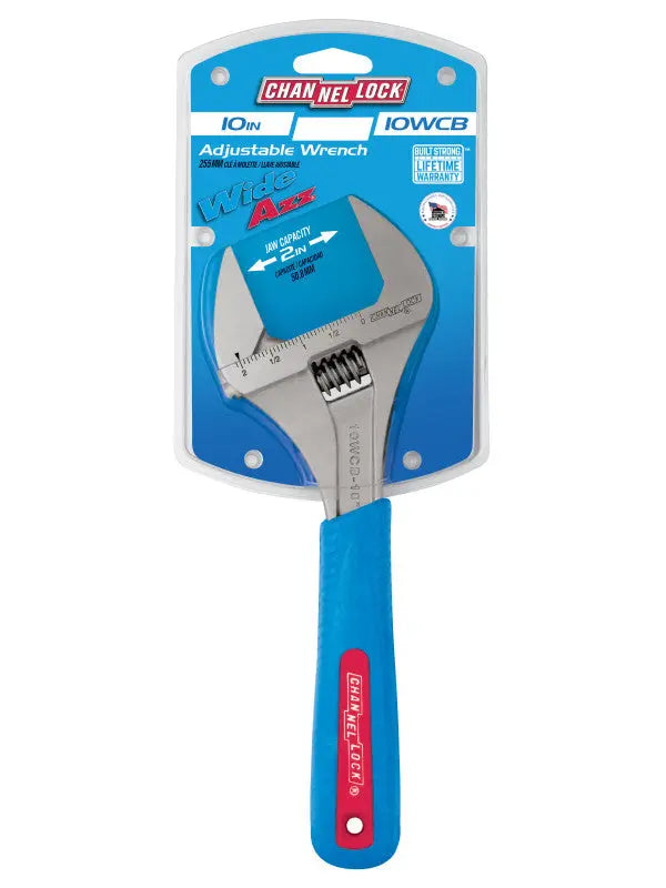 Channellock Code Blue WideAzz Chrome Adjustable Wrench, 10 in - CL 10WCB Channellock