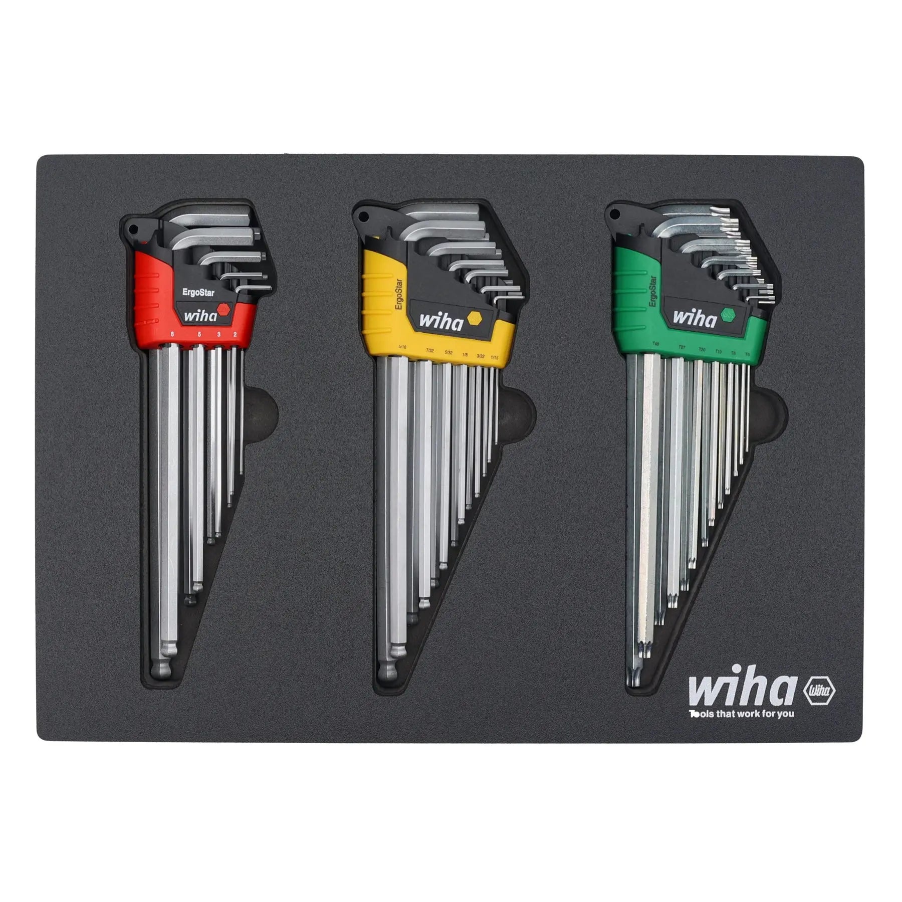 Wiha Set of 35 ErgoStar L-Key with Tray - Hex Metric, Hex SAE, Torx - WI 66979 Wiha