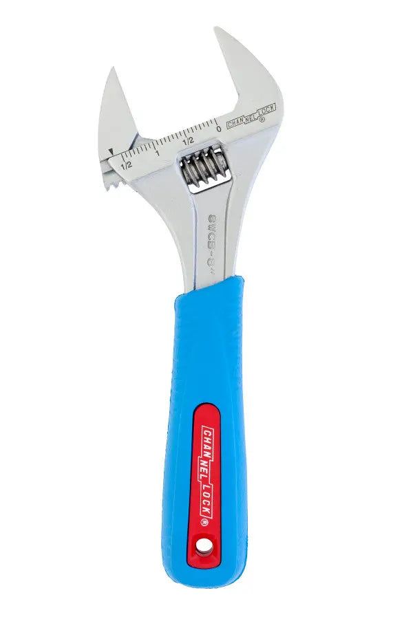 Channellock Code Blue WideAzz Chrome Adjustable Wrench, 8 in - CL 8WCB Channellock