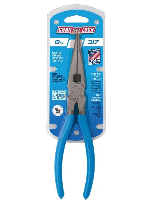 Channellock Long Nose Plier with Side Cutter, 8 in - CL 317 Channellock