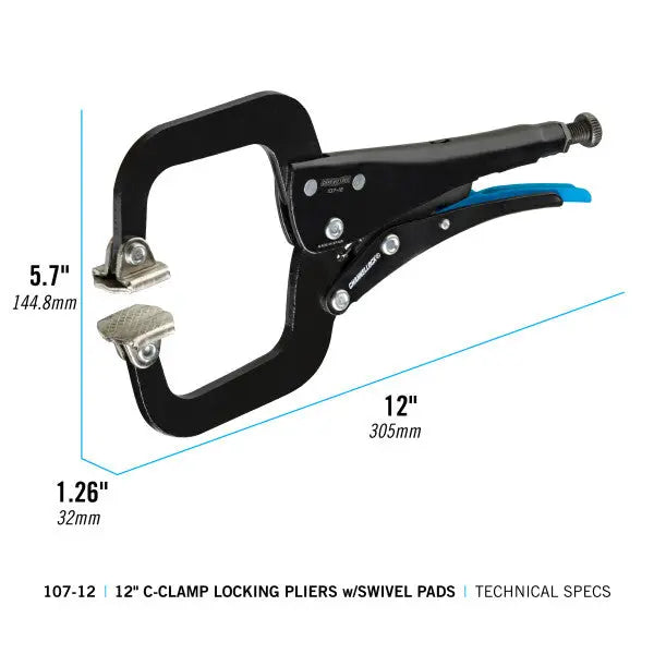 Channellock C-Clamp Locking Plier with Swivel Pads, 11.85 in - CL 107-12 Channellock