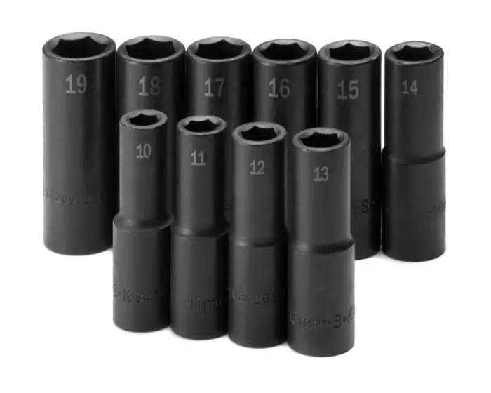 SK Tools - Set Socket Impact 1/2dr Deep Metric 10pc - 4033 SK Tools