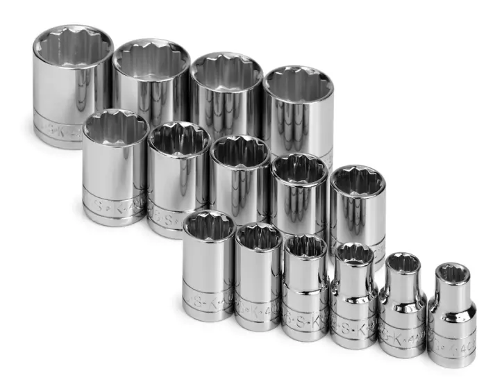 SK Tools - Set Socket 1/2dr Standard 12pt Fractional 15pc - 4122 SK Tools