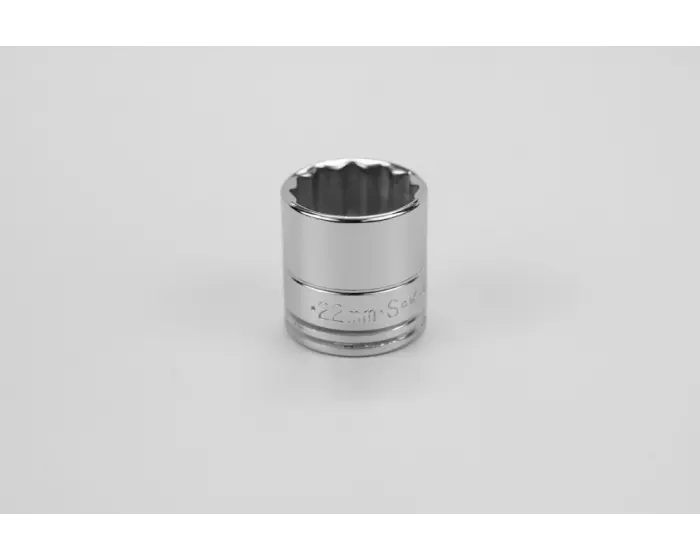 SK Tools - 22 mm 3/8" Drive 12 Point Metric Standard Chrome Socket - 2322 SK Tools