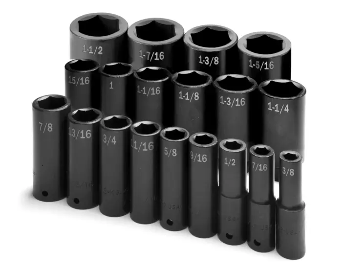 SK Tools - Set Socket Impact 1/2dr Deep Fractional 19pc - 4049 SK Tools