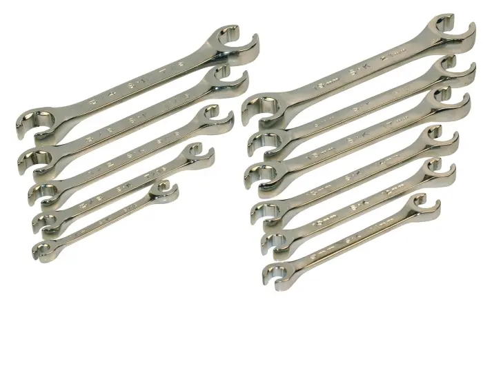 SK Tools - 11 Piece Fractional/Metric Flare Nut Chrome Wrench Set- 371 SK Tools