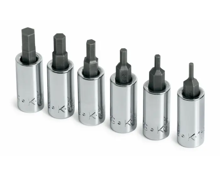 SK Tools - Set Socket Bit 1/4dr Hex Metric 6pc - 19732 SK Tools