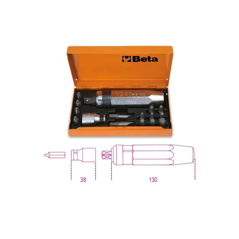 Beta Tools (Article# 1295/C14) Impact Screwdriver with 14 Insets and 1 Socket Holder - BT 12950108 Beta Tools