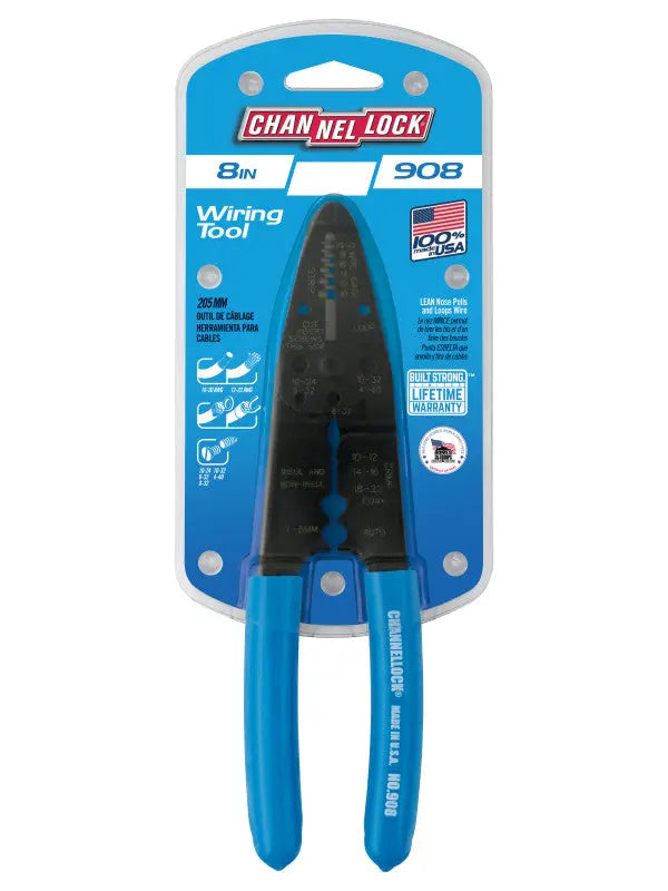 Channellock 10-22 AWG Strip, Crimp, Cut Wire Stripper, 8.25 in - CL 908 Channellock