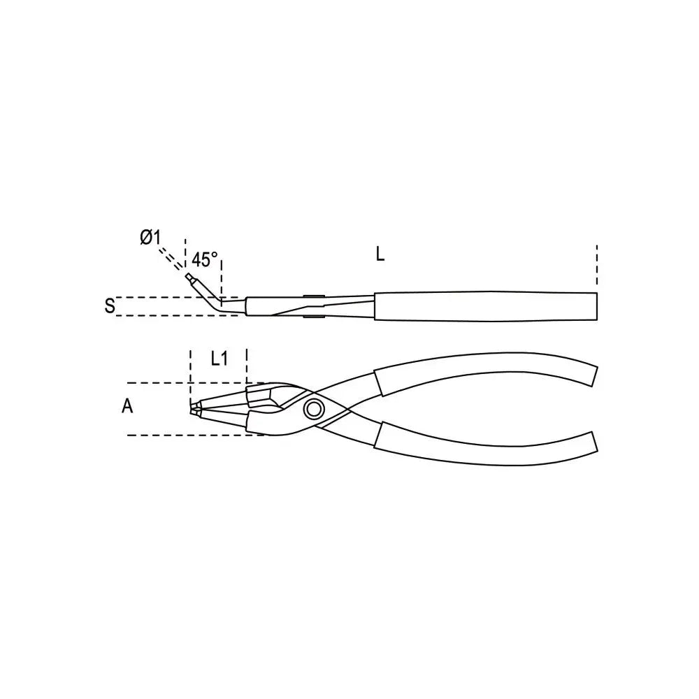 Beta Tools (Article# 1033 140X09) 45 deg Internal Circlip Plier, 140 x 0.9mm - BT 10330013 Beta Tools